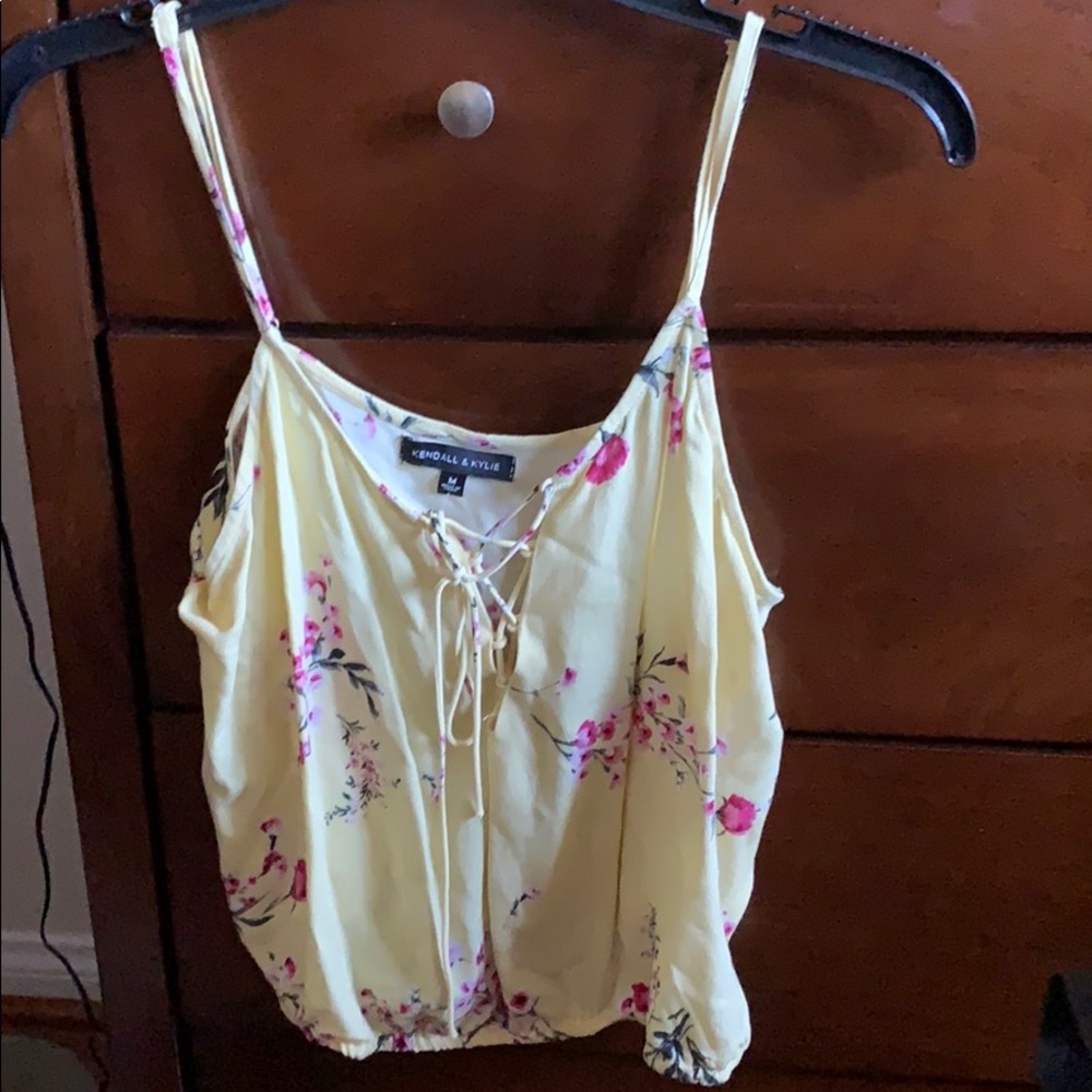 yellow floral spaghetti top